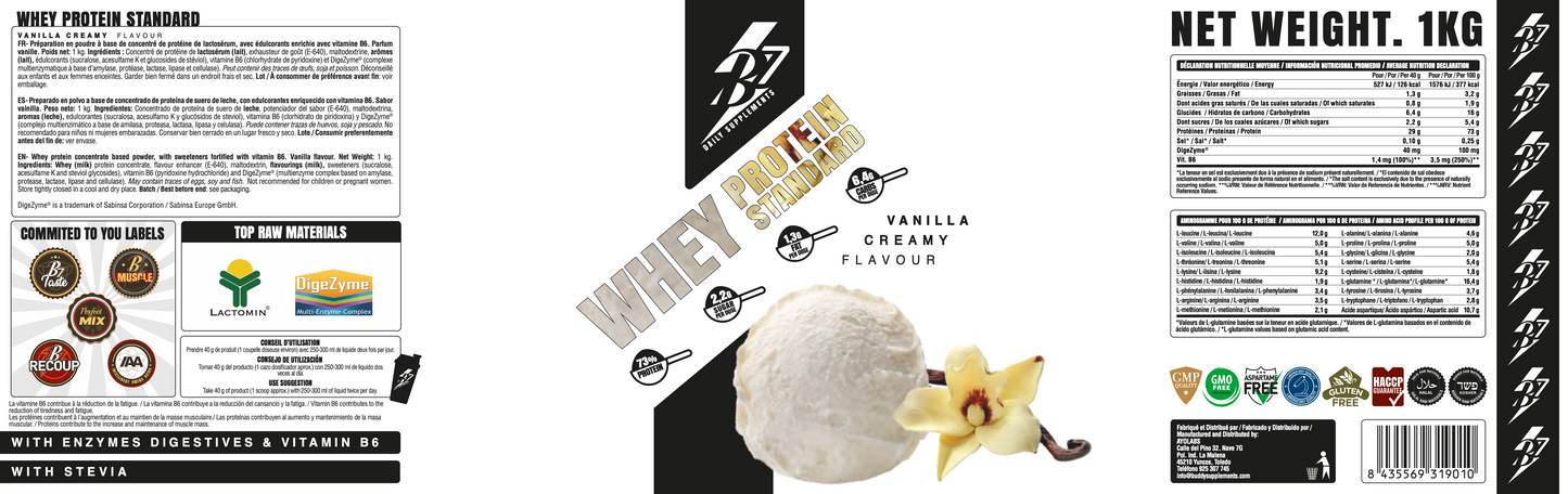 WHEY PROTEIN - Proteine Siero di Latte concentrata al 100% ,prodotto privo di glutine e zuccheri aggiunti, LACTOMIN® DigeZyme®