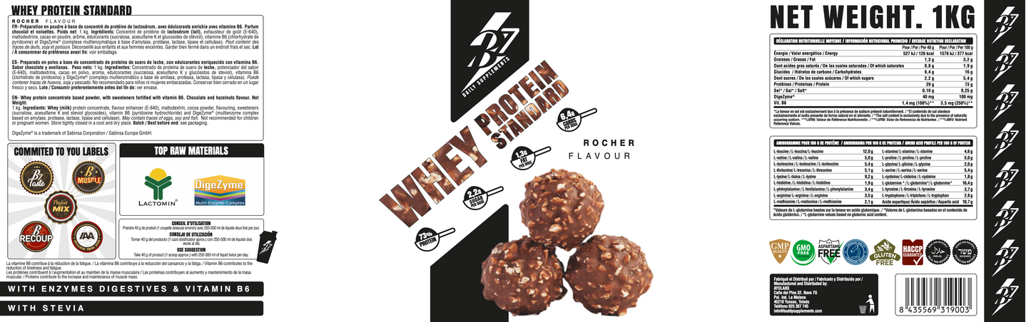 WHEY PROTEIN - Proteine Siero di Latte concentrata al 100% ,prodotto privo di glutine e zuccheri aggiunti, LACTOMIN® DigeZyme®