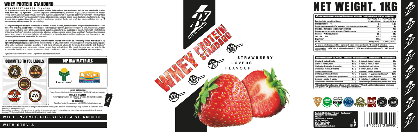 WHEY PROTEIN - Proteine Siero di Latte concentrata al 100% ,prodotto privo di glutine e zuccheri aggiunti, LACTOMIN® DigeZyme®